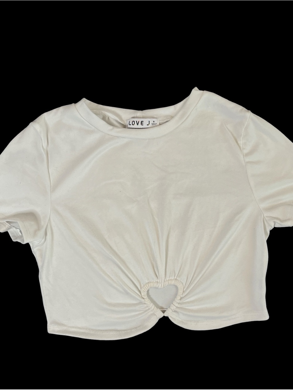 love J woman’s Medium 15x24 Polyester Cream Heart-Accent Crop Top